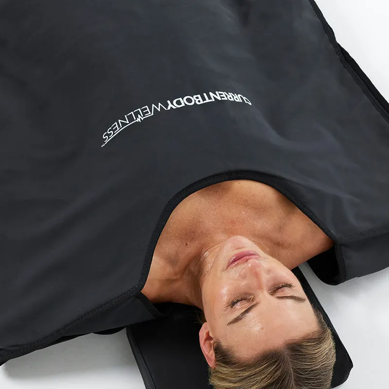CurrentBody Infrared Sauna Blanket lifestyle photo showing the product in use