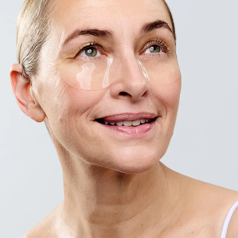 CurrentBody Hydrogel Eye Mask lifestyle photo showing the product in use