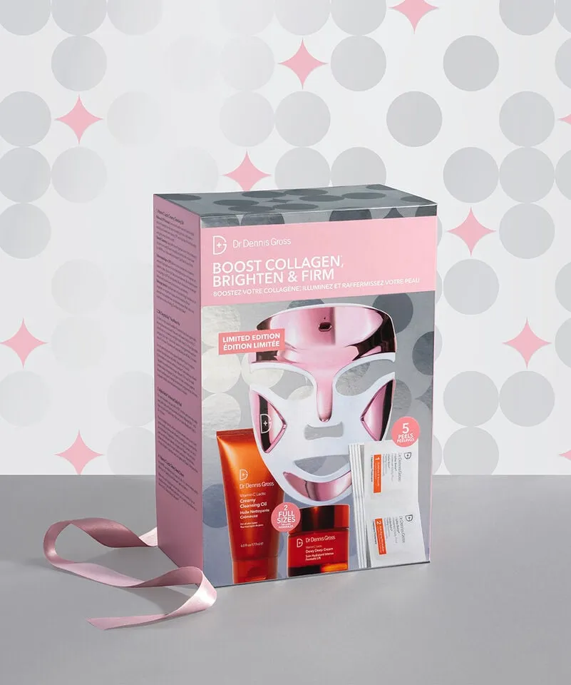 Dr. Dennis Gross Boost Collagen, Brighten and Firm LED Gift Set product box and packaging image