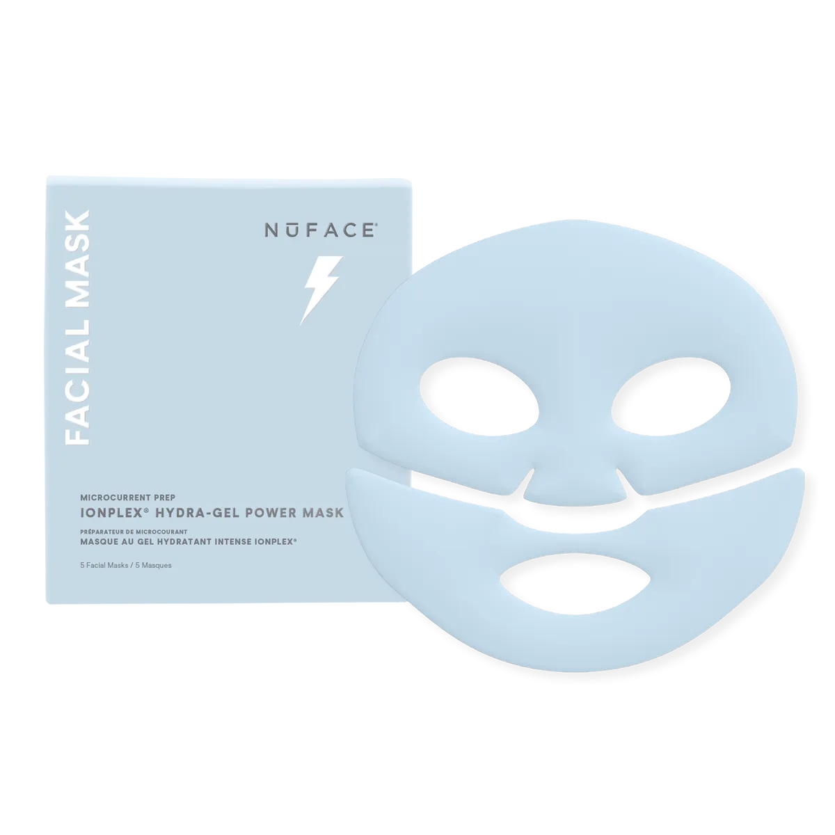 NuFACE IonPlex® Hydra-Gel Power Mask product box and packaging image