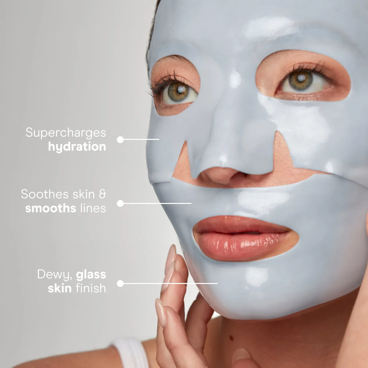 NuFACE IonPlex® Hydra-Gel Power Mask feature infographic