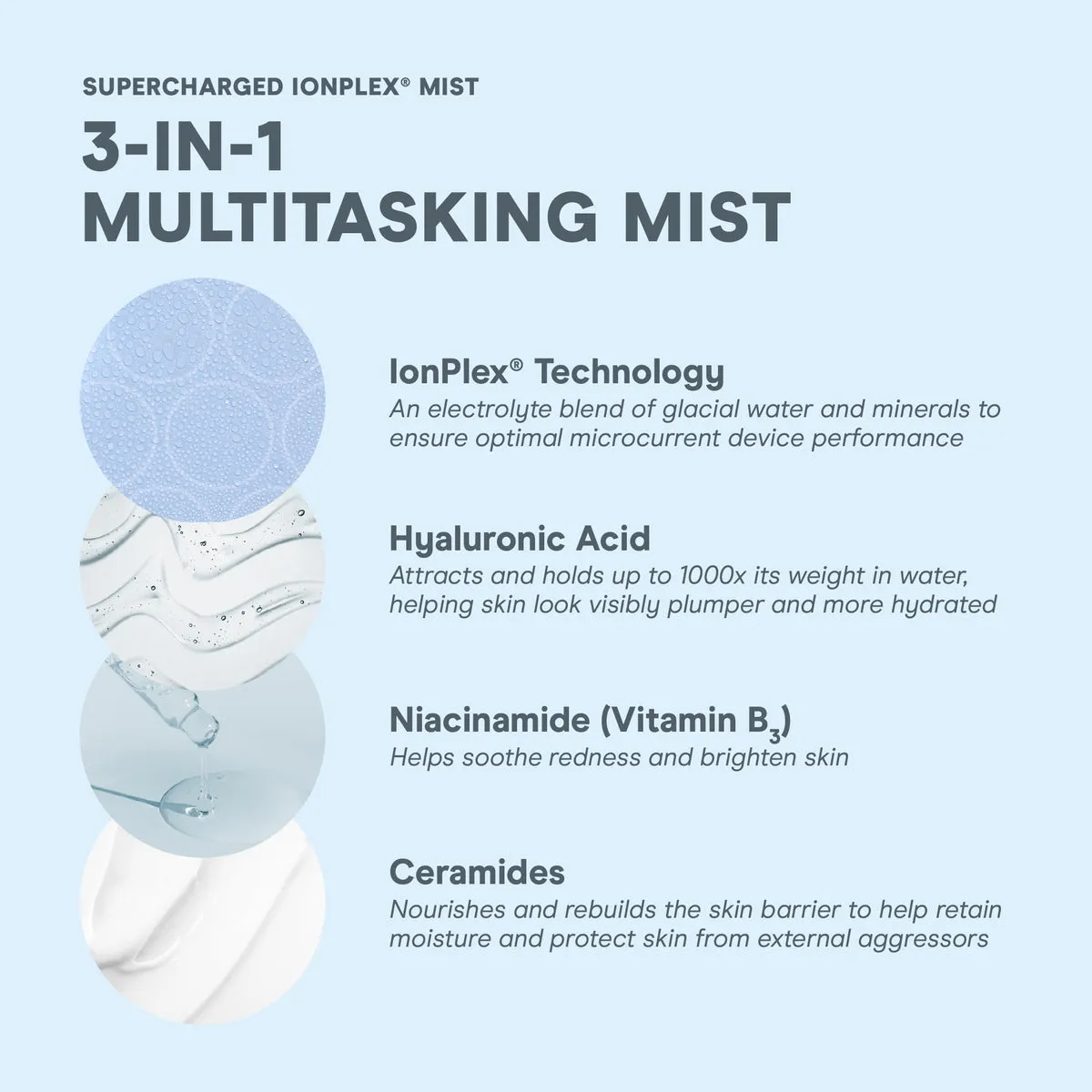 NuFACE Supercharged IonPlex® Facial Mist lifestyle photo showing the product in use