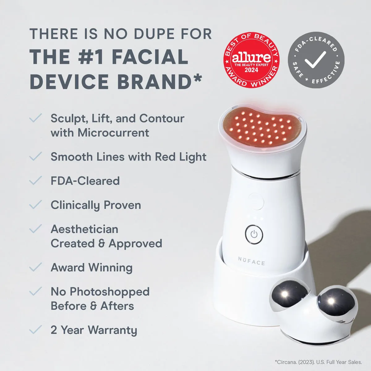NuFACE TRINITY+ LED Red Light Wrinkle Reducer Attachment feature infographic
