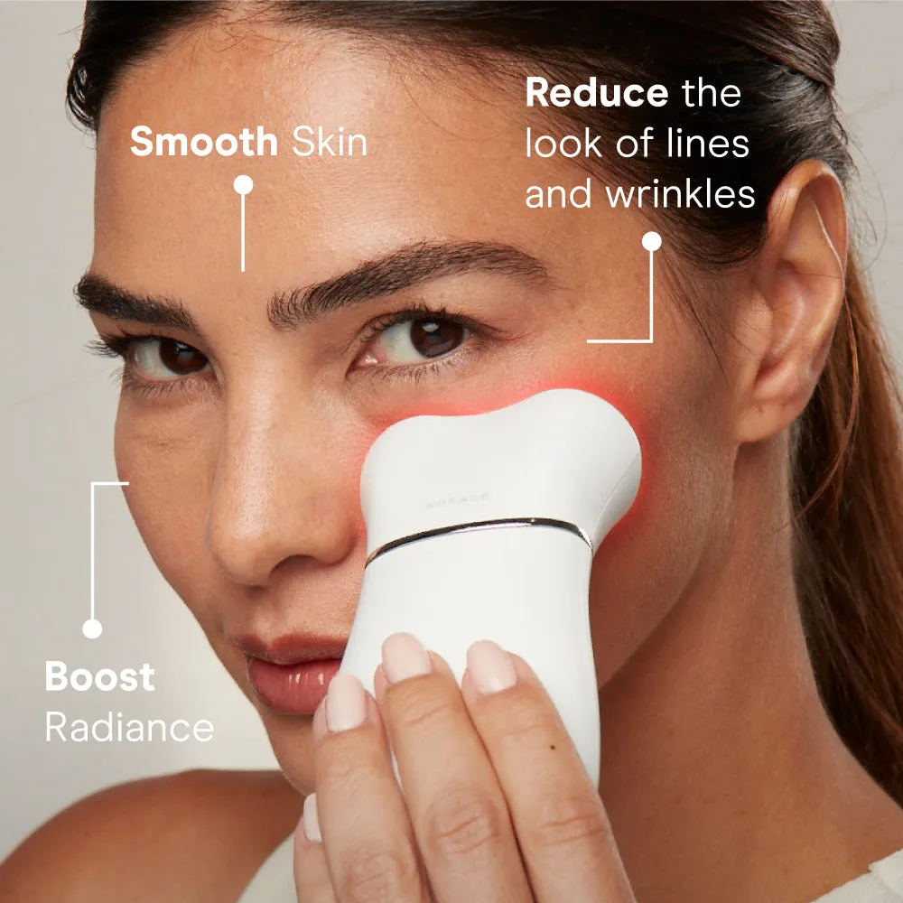 NuFACE TRINITY+ LED Red Light Wrinkle Reducer Attachment lifestyle photo showing the product in use