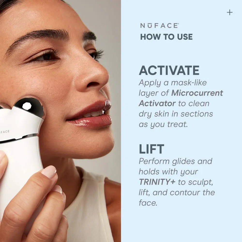 NuFACE Silk Crème Activator lifestyle photo showing the product in use