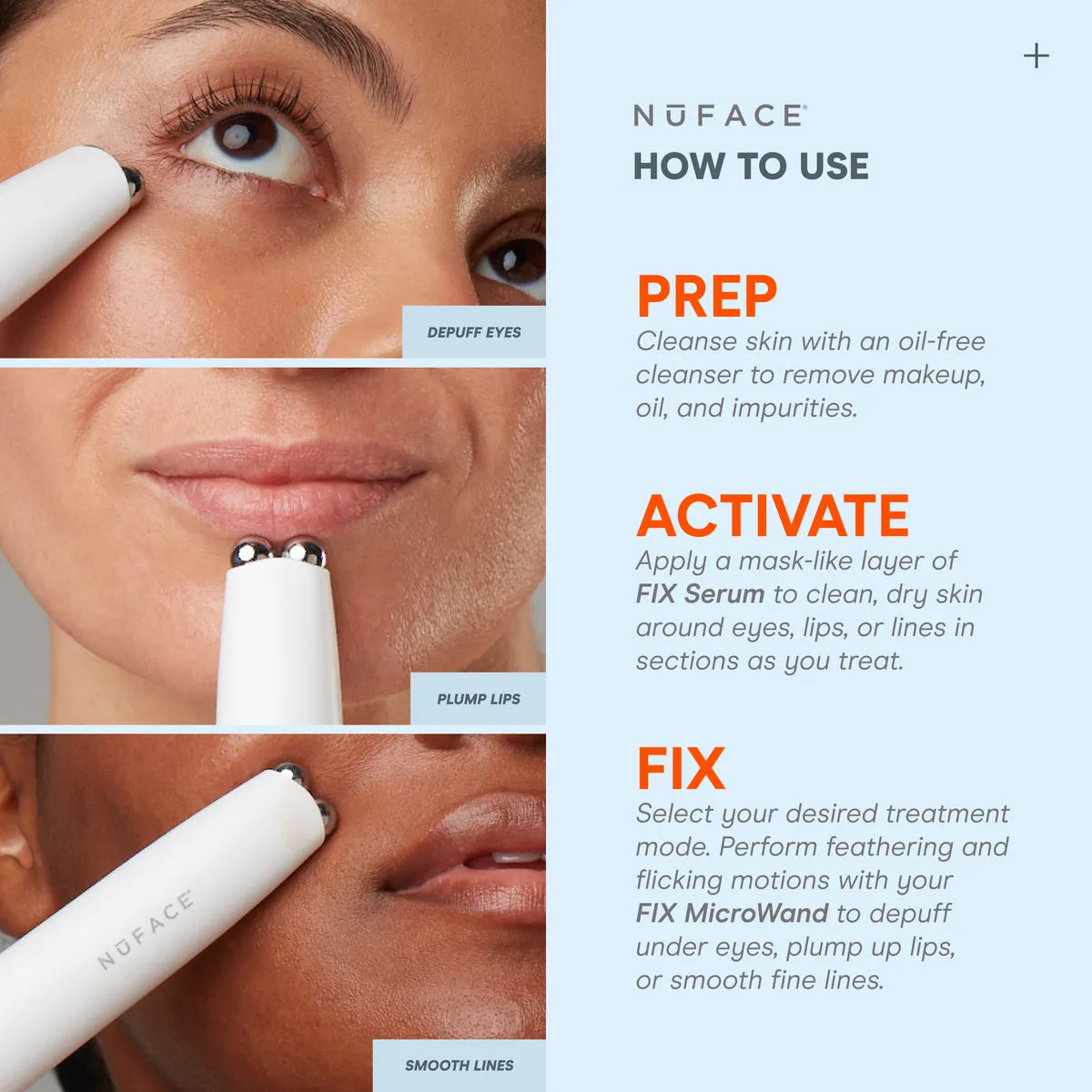 NuFACE FIX Serum lifestyle photo showing the product in use
